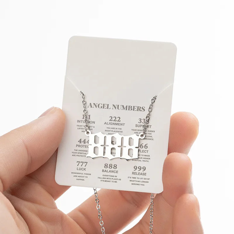 Stainless Steel Angel Number Lucky Numbers Necklaces 111 222 333 444 555 777 888 99 additional angle