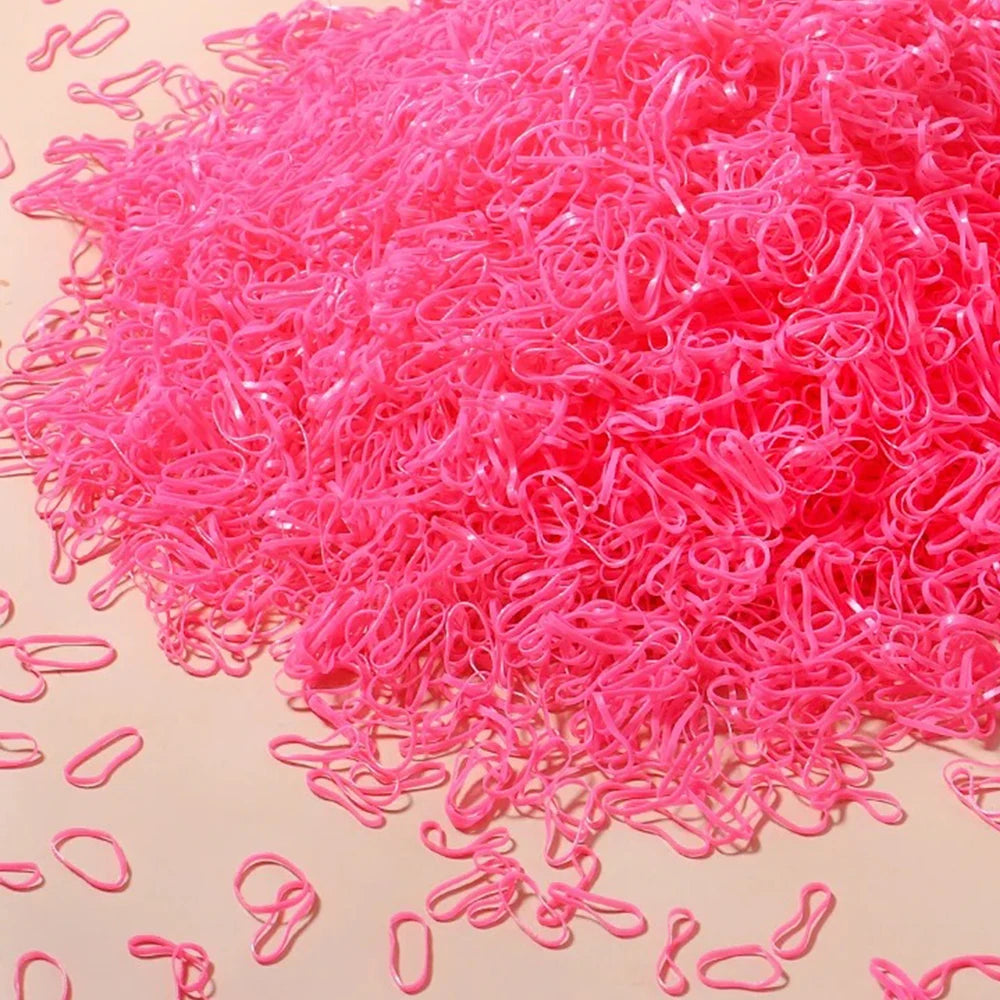 500/1000/2000pcs Girls Colourful Disposable Rubber Band Hair Ties Headband Children P lifestyle view