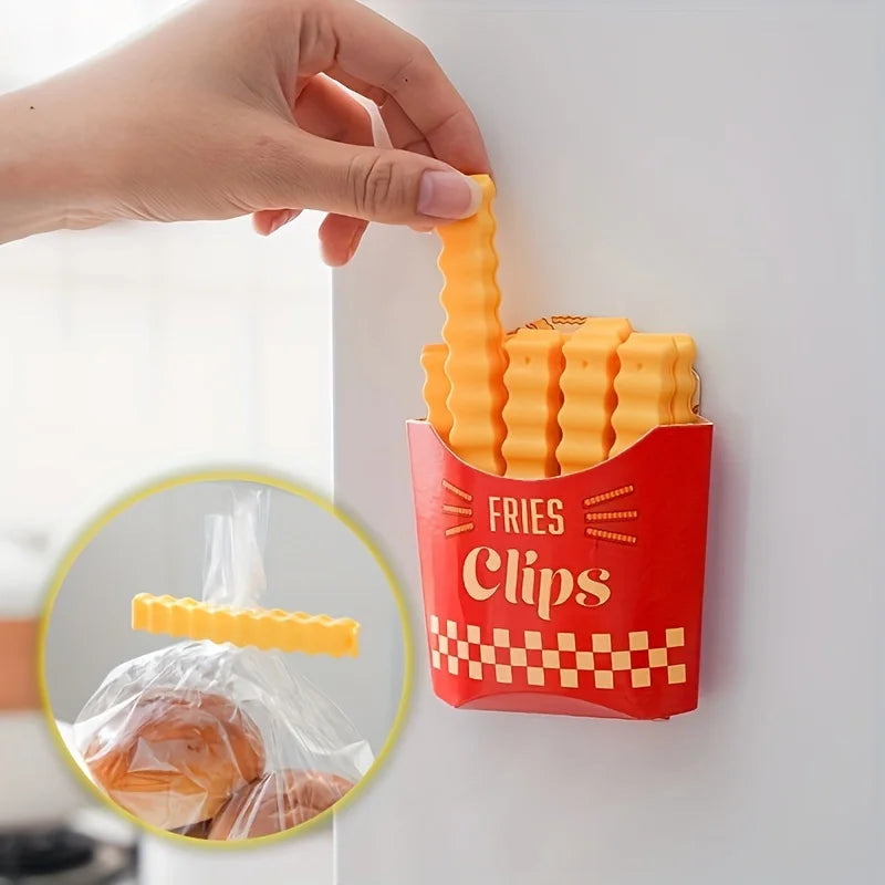 12 Piece Set of Potato Chip Shaped Sealing Clips and Snack Storage Boxes for Kitchen Preservation an