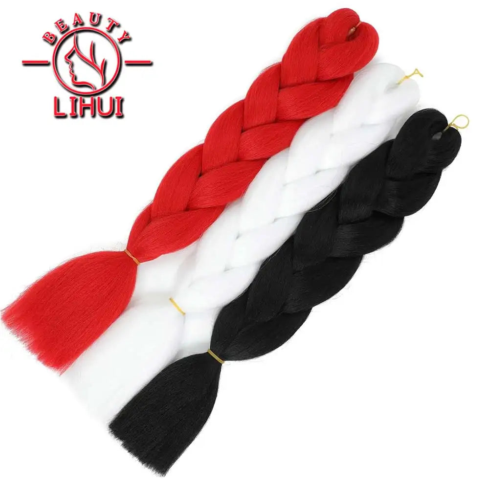 Lihui Pre Stretched Jumbo Braid Hair Extensions 24 inch | Kanekalon Synthetic Hair for A detail view