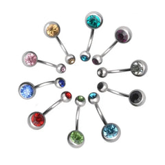 5/10 Pcs Piercing Navel Surgical Steel Single Crystal Rhinestone Belly Button Rings, alternate view