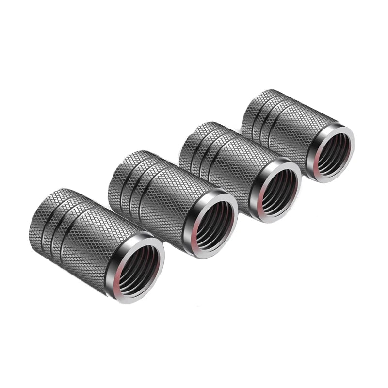 4Pcs Car Tire Valve Stems Cap Knurling Style Tire Valve Cap Aluminum Tire Wheel Ste additional angle