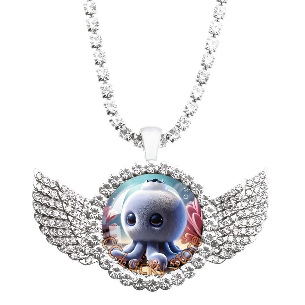 25mm Angel Wing Necklace | Italian Brainrot Pendant Funny Animal Jewelry Gift lifestyle view