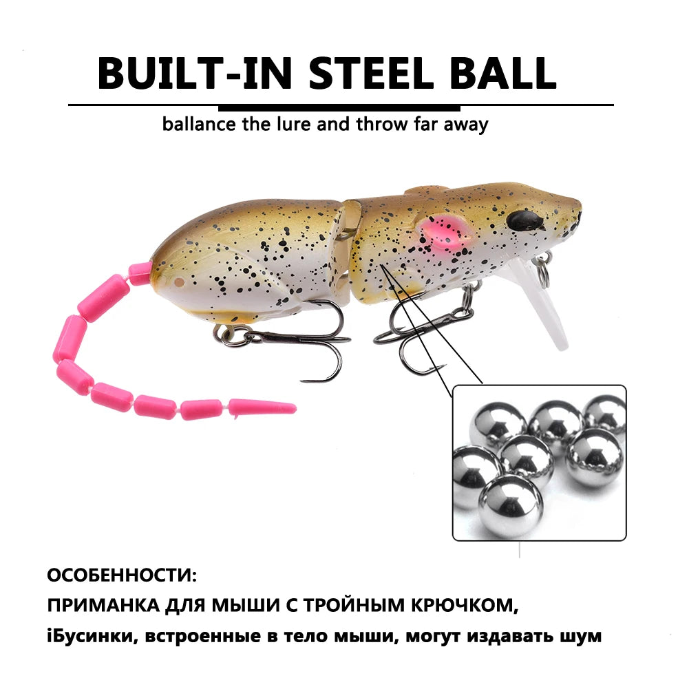 15.5CM Mouse Lure Artificial Plastic Mouse Fishing Lure Swimbait Rat Pike Bass Minn additional angle
