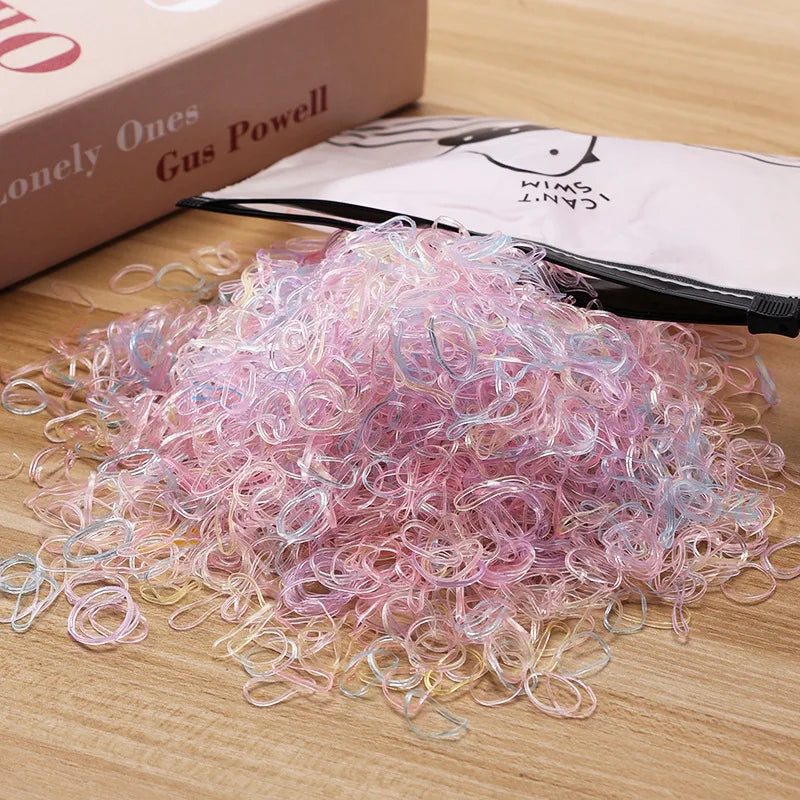 500/1000/2000pcs Girls Colourful Disposable Rubber Band Hair Ties Headband Children P lifestyle view