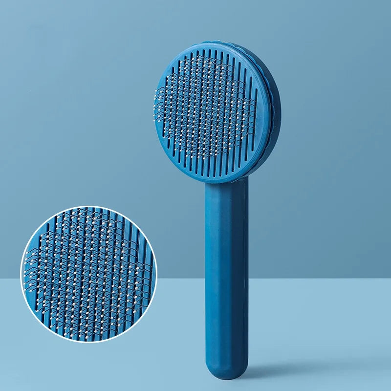 Pet Deshedding Comb | Self Cleaning Needle Brush for Dogs and Cats additional angle