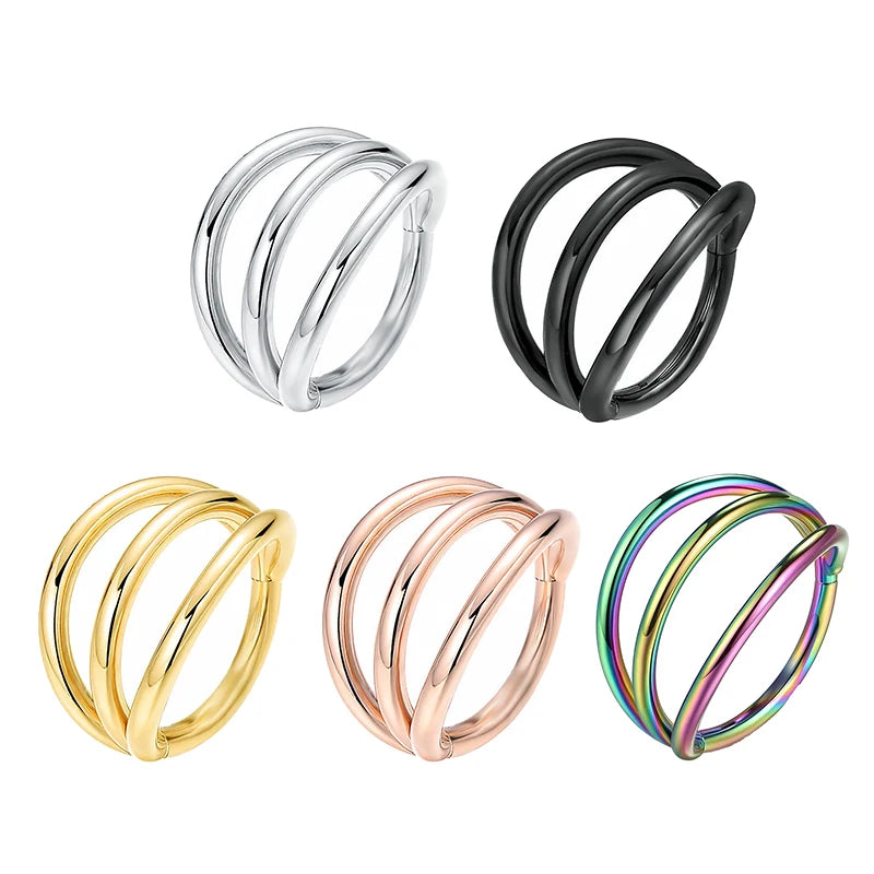316L Surgical Steel Segment Tragus Helix Cartilage Earring Nose Ring Septum Clicker C lifestyle view