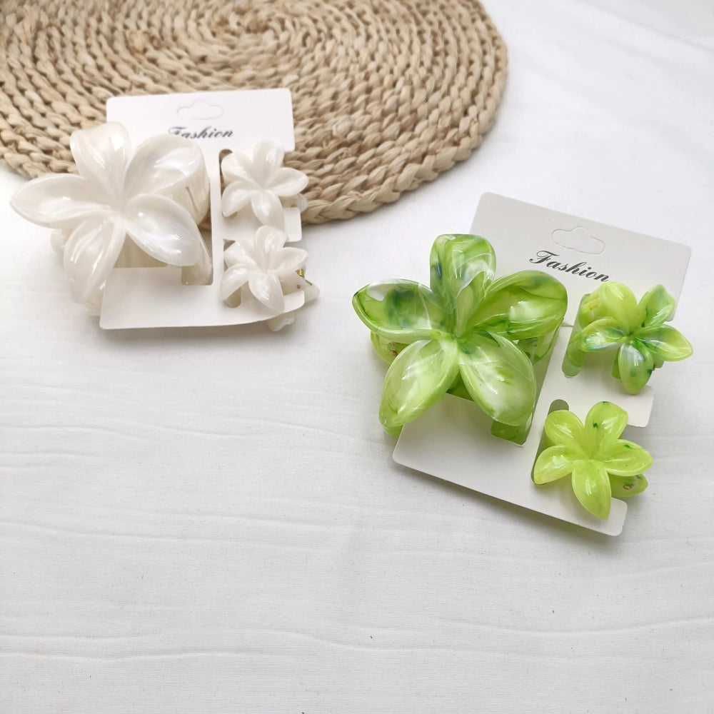 3/6/9/12PCS Hawaiian Gradient Flower Hair Claw Clip For Women Girl Fashion Plastic Non S detail view