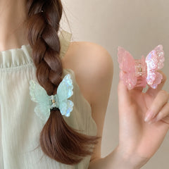 JIVELA Acetate Butterfly Hair Claw Clip Iridescent Mini Jaw Clip for Women Girls Korean French Style