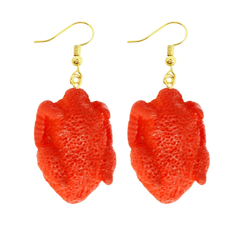 Food Drop Earrings Hamburger Pizza Chicken Leg Candy Bottle Resin
