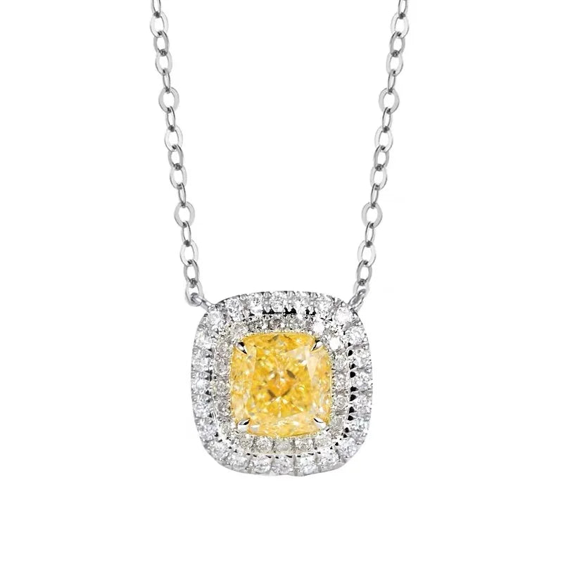 Huitan Women Pendant Necklace Inlaid Sparkling Yellow Cubic Zirconia Charming Party E lifestyle view