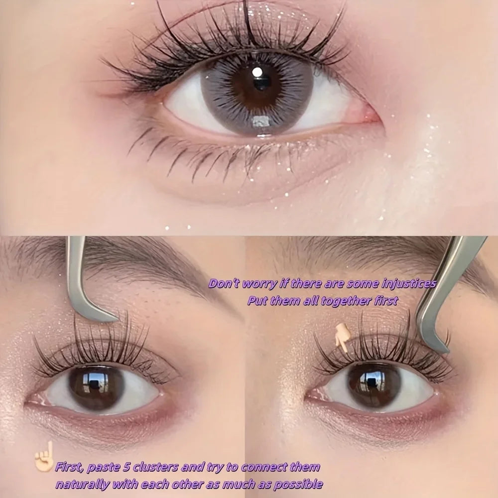 384 Sunflower DIY Eyelash Extension Kit - Large Capacity, Natural C-Shape Cluster 9-11mm, Lightweight Cartoon Style