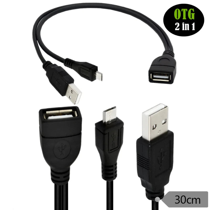 2-in-1 Micro USB to USB OTG Adapter with Power Cable | For Fire Stick, PlayStation Cl alternate view