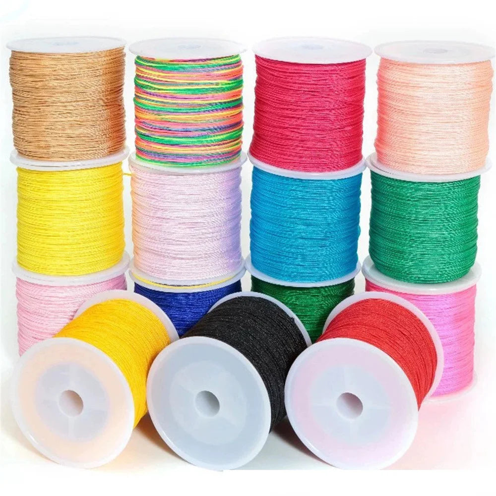 50Yds 0.8mm Crafts Nylon Cord For Jewelry Making Braided Nylon Satin String for Bra additional angle