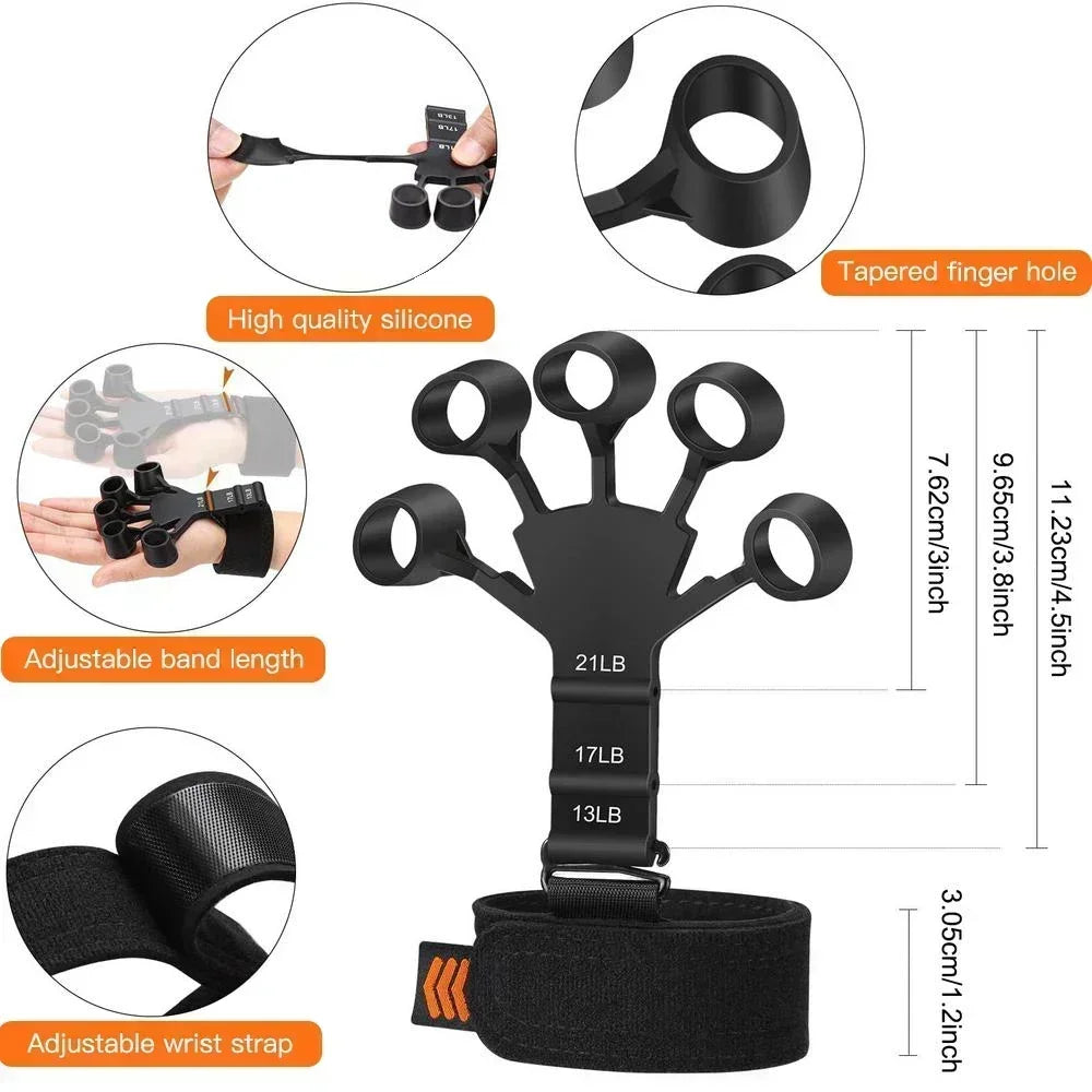 6 Level Finger Strengthener | Silicone Hand Grip Trainer for Guitar and Sports detail view