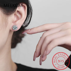 0.5-2CT Moissanite Stud Earrings for Women Sparkling Lab Diamond Sterling Silver S925 close-up view