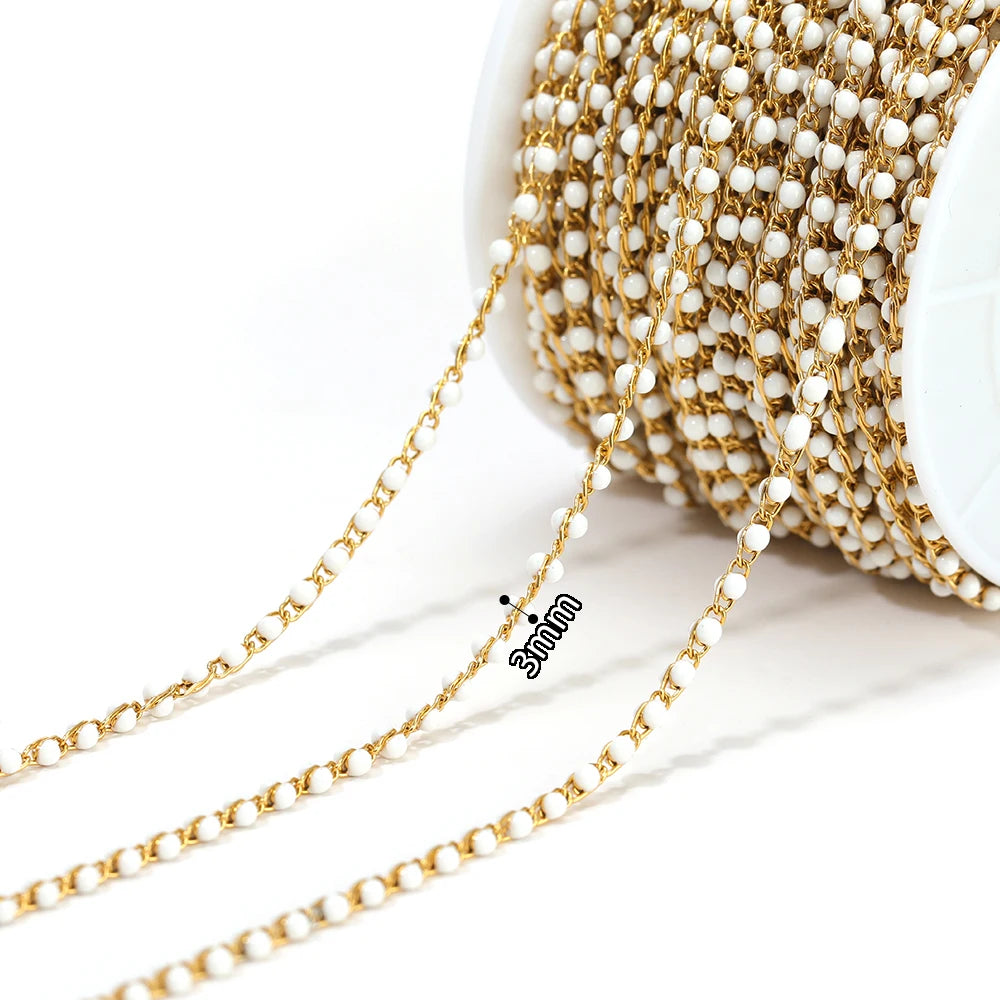 1 Meter Stainless Steel Enamel Beads Chain | DIY Jewelry Making Supplies lifestyle view