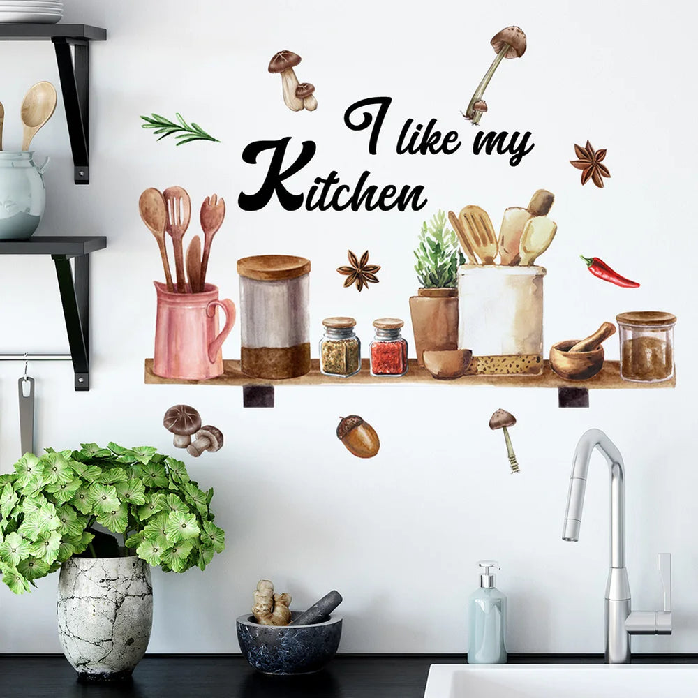 Removable Flower and Butterfly Wall Stickers | Waterproof PVC Wall Decals for Kitchen an detail view