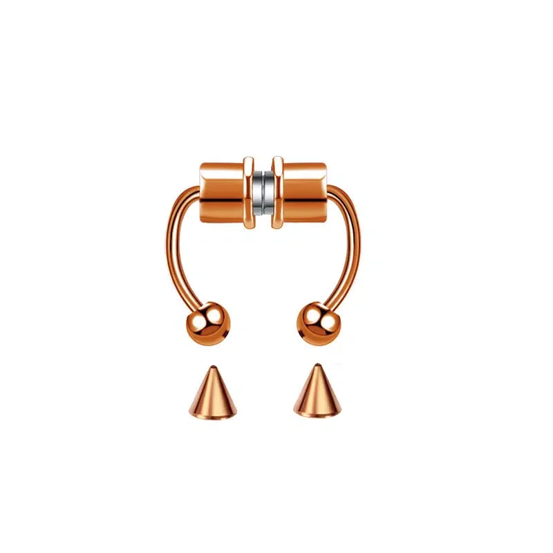 Stainless Steel Magnet Fake Nose Ring Hoop Fake Piercing Hoop Septum Rings For Wome additional angle