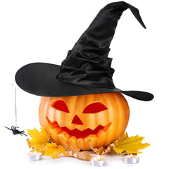 Halloween Witch Hat Black Folds Wizard Hats close-up view