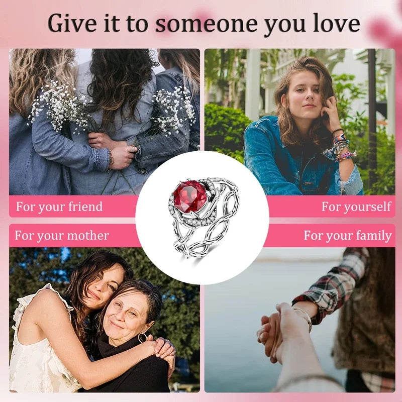 New Original Silver 925 Rings Sparking Colorful Infinite Love Heart Ring for Women additional angle