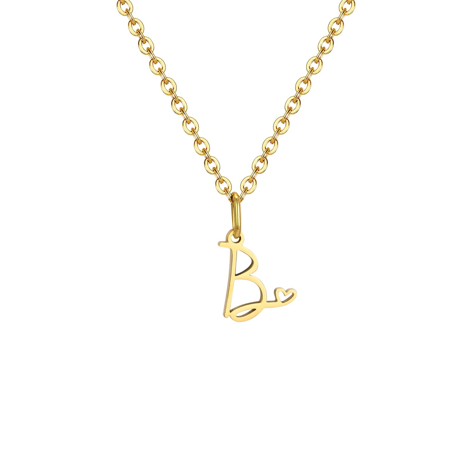 Dainty Heart Initial Necklace for Women, Gold Plated A-Z Letter Pendant, Waterproof S lifestyle view