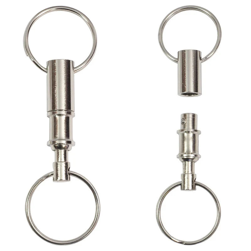 Detachable Key Ring with Snap Lock | Steel Chrome Keychain Holder additional angle