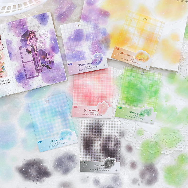 Yoofun 20pcs Watercolor Landscape Stickers | PET Collage for DIY Journal alternate view