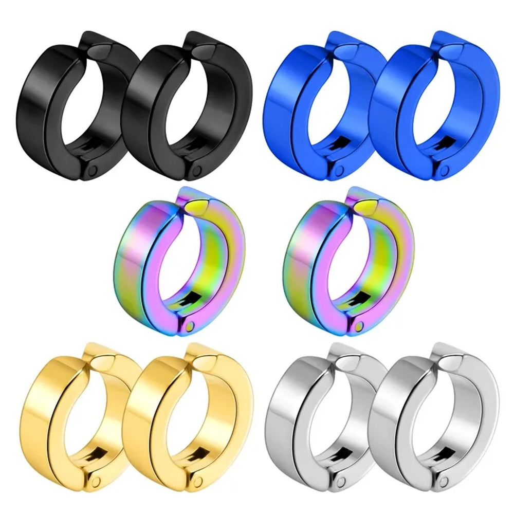 Stainless Steel Cuff Earrings for Men | Non Piercing Clip On Hoop Set lifestyle view