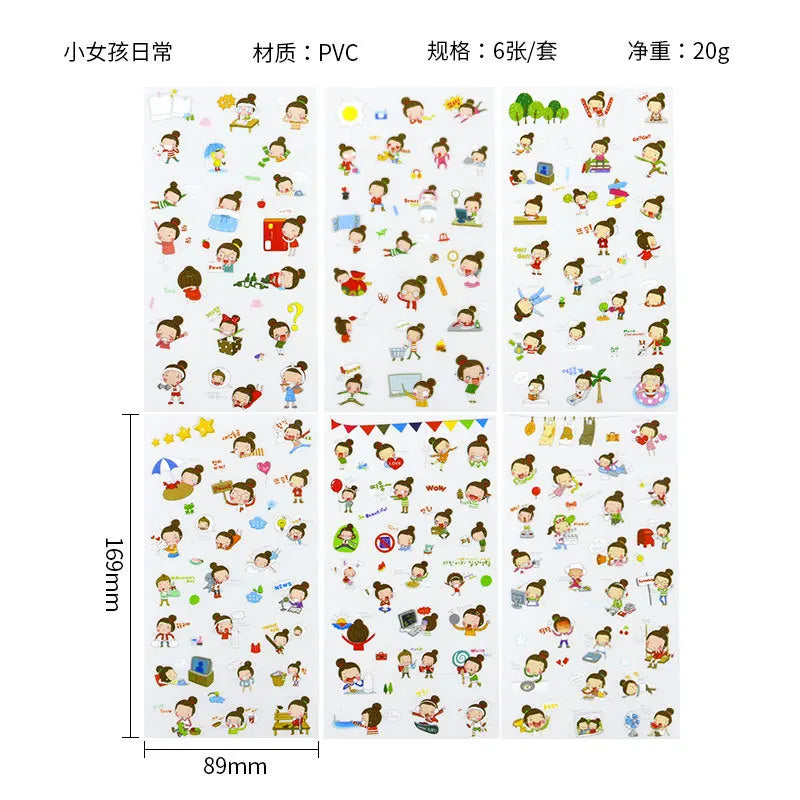 6Pcs Waterproof Cartoon Sticker Set | Cute DIY Decals for Laptops, Phones, and Planne lifestyle view