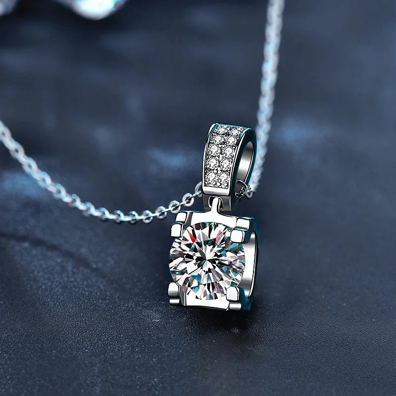 New 925 Sterling Silver Necklace Pendant 5A Zircon For Women Classics Fashion Wedding Engagement Jew