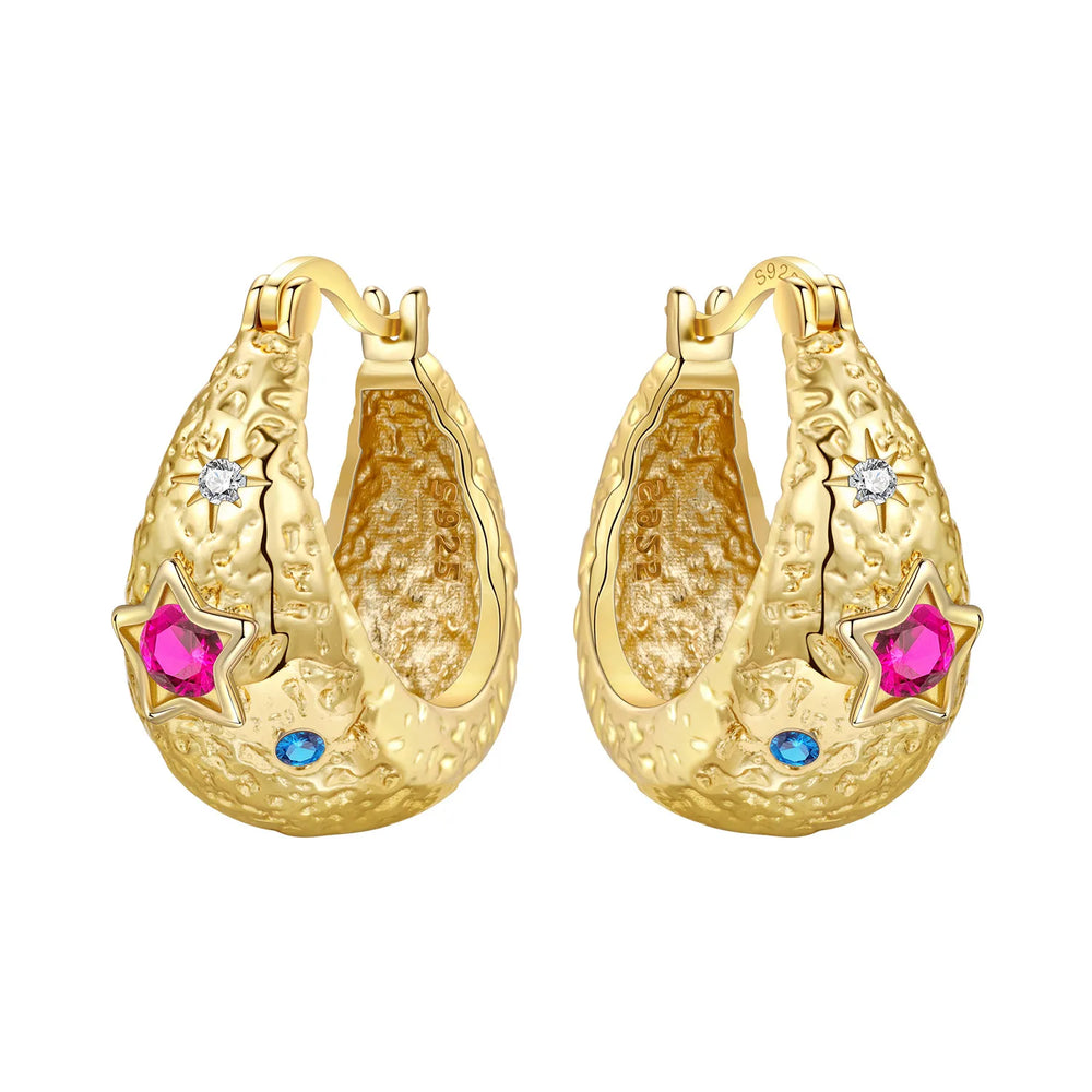 Orstarry S925 Sterling Silver 18k Gold Modern Square Earrings Hoop Earrings For Women lifestyle view