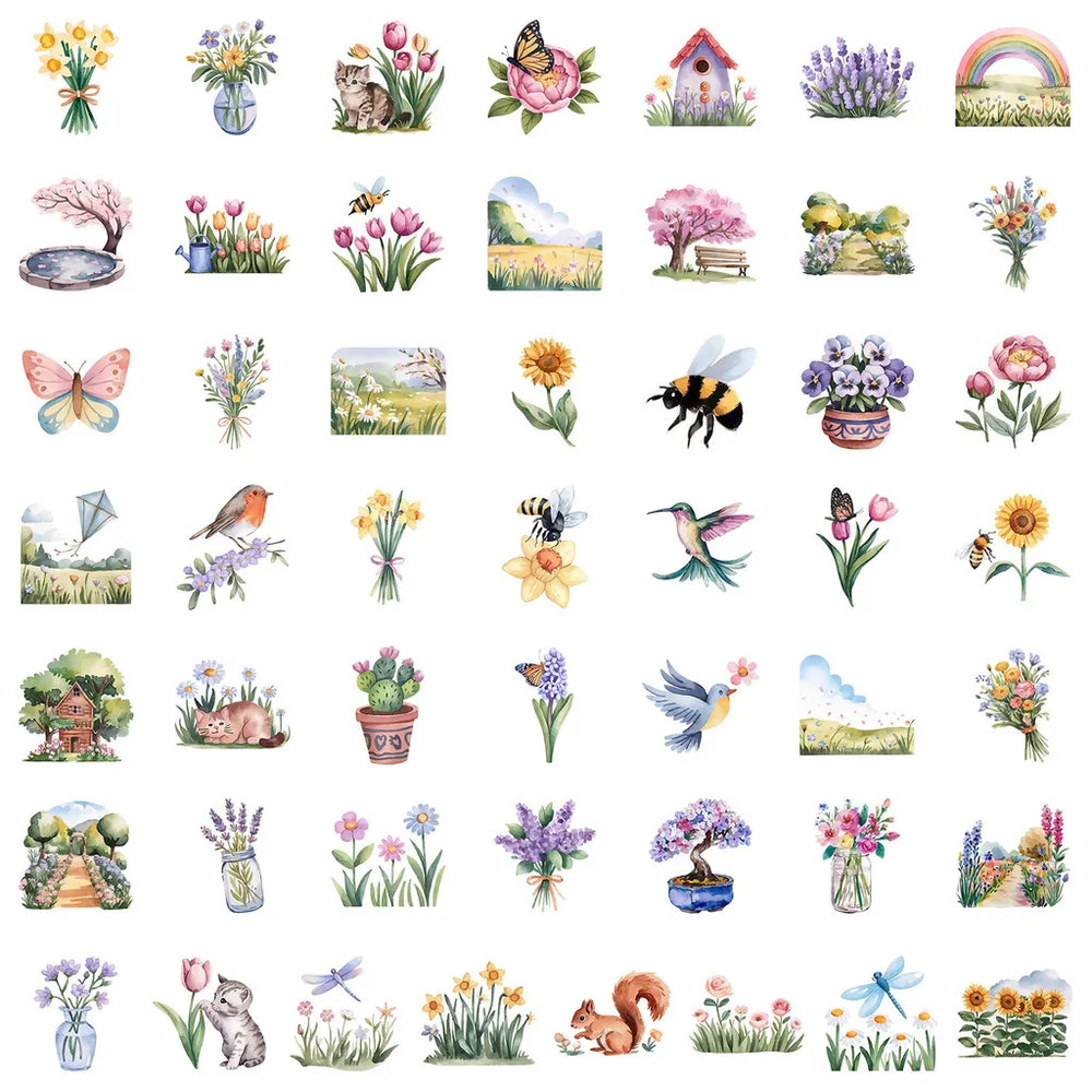 Spring Graffiti Sticker Set | Waterproof Decals for Cups, Laptops & Notebooks detail view