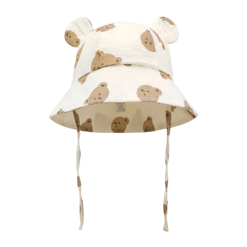 Muslin Baby Sun Hat for Toddlers | 100% Cotton Cartoon Kids Cap detail view