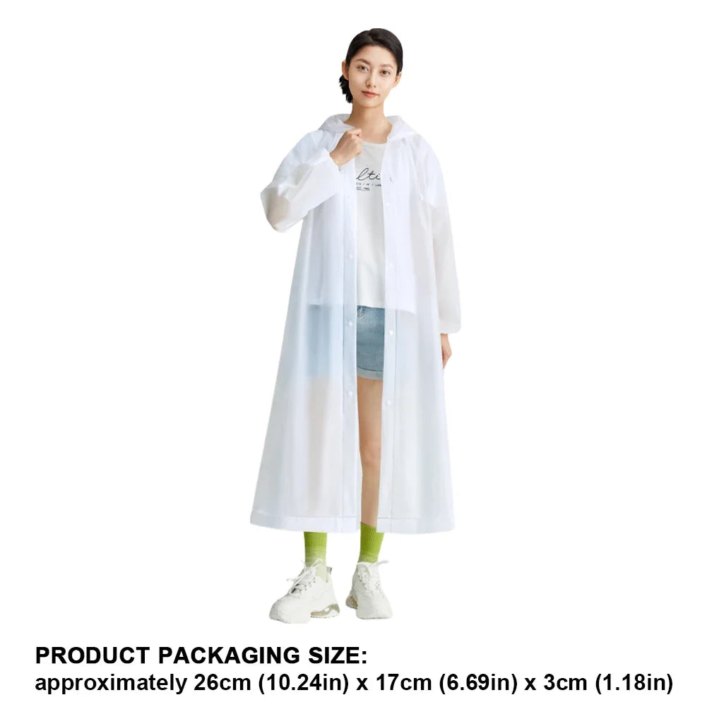 Adult Long Raincoat | Reusable Waterproof Windproof Hooded Rain Gear for Hiking and additional angle