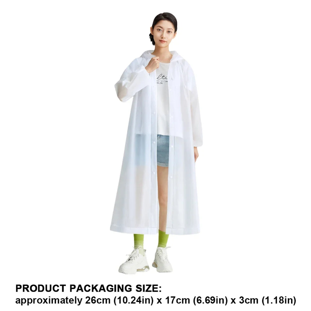 Adult Long Raincoat | Reusable Waterproof Windproof Hooded Rain Gear for Hiking and additional angle