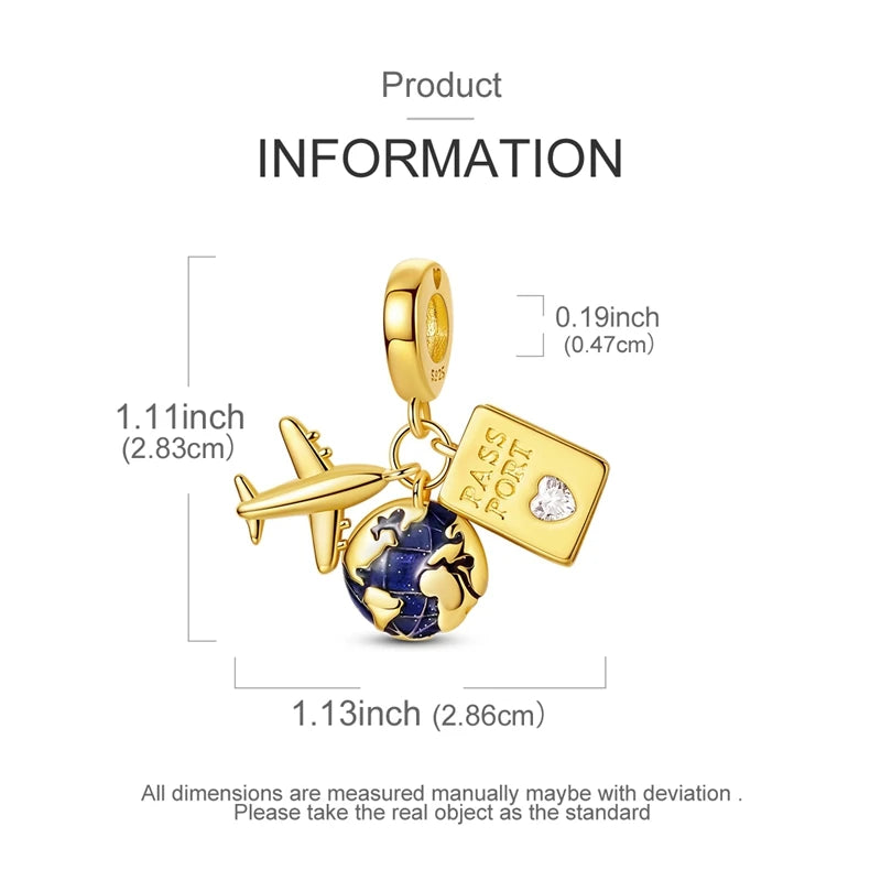 925 Sterling Silver Gold Zircon Irregular Bracelet Charm Bead detail view