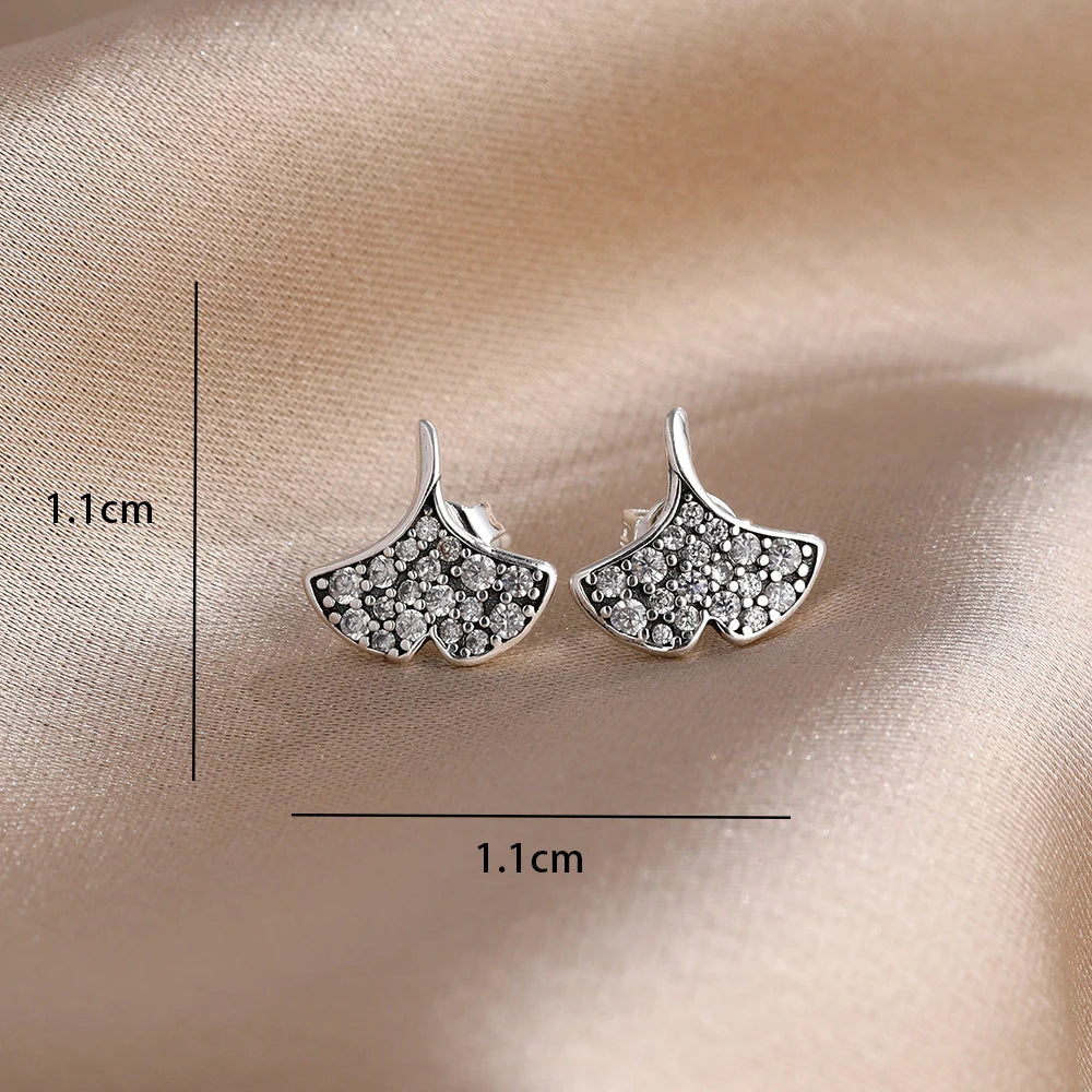 2026 New Fashion Hoop Earrings Set for Women | Ginkgo Leaf Enamel Flower Stud, Cute C alternate view