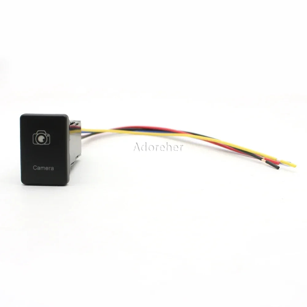 Blue LED Light Car Front Camera Switch Push Button with Wire for Toyota close-up view
