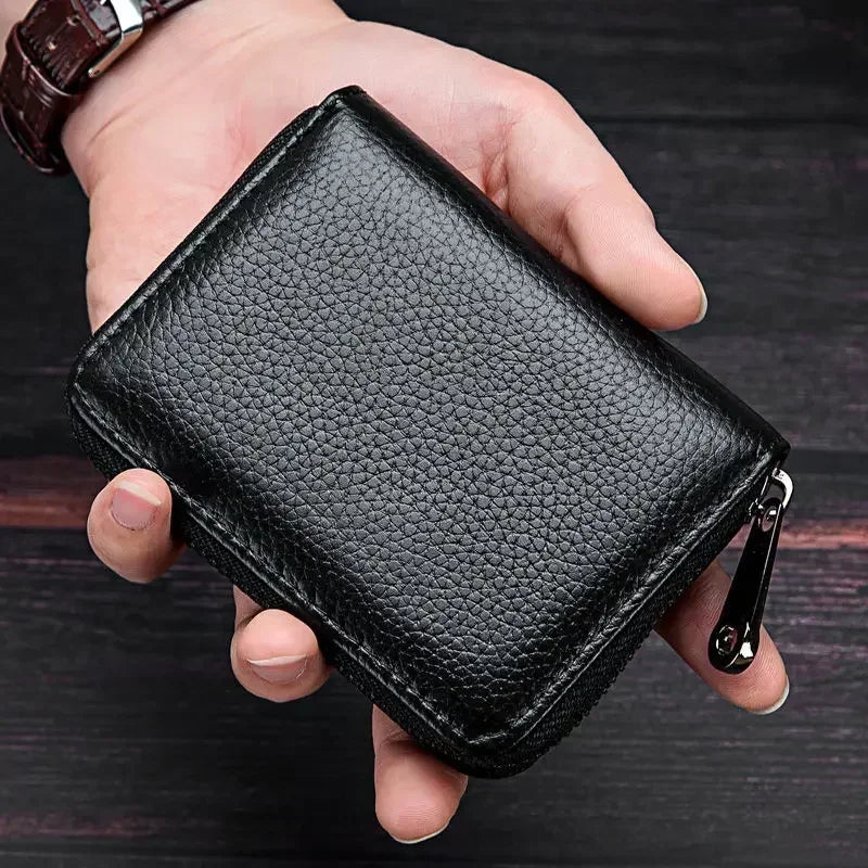 Business Card Holder Wallet | PU Leather Credit Card Case with Zipper Closure alternate view