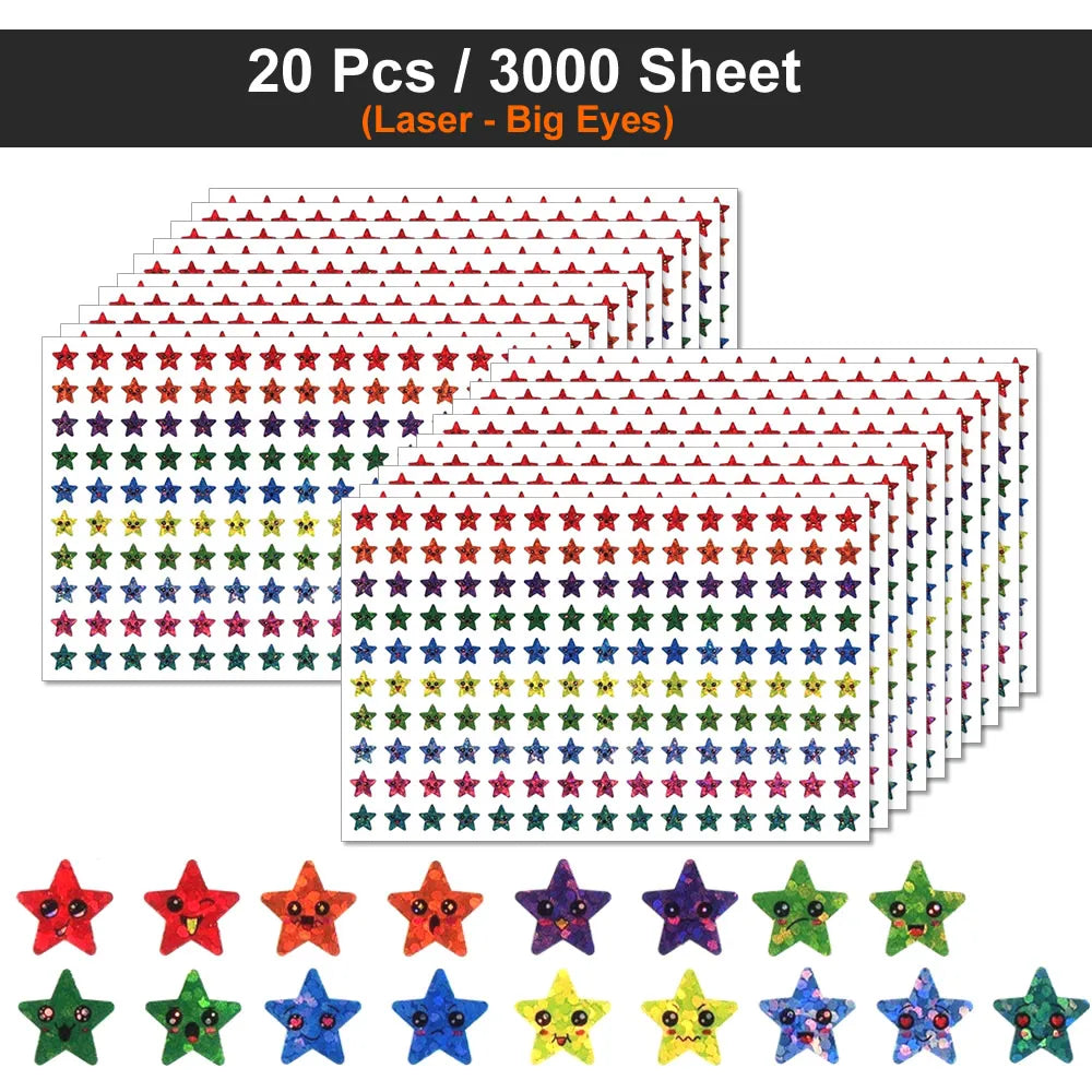 Happy Face Star Sticker Pack | Reward Stickers for Kids, DIY Craft Decorations close-up view