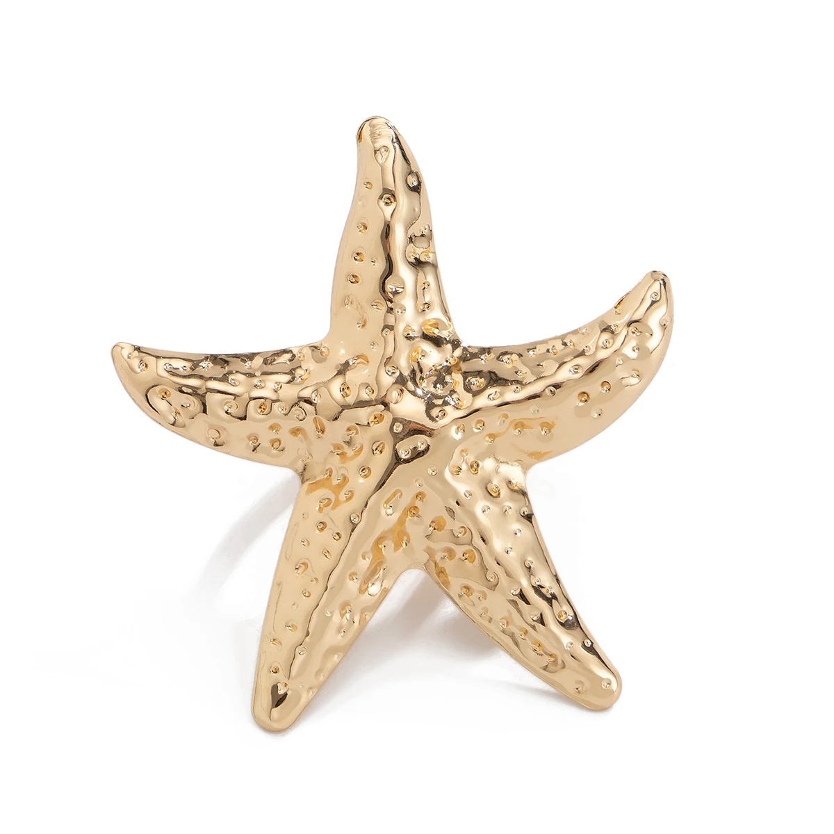 Exaggerated Big Starfish Conch Gold Color Rings Women Boho Creative Irregular Geometr lifestyle view