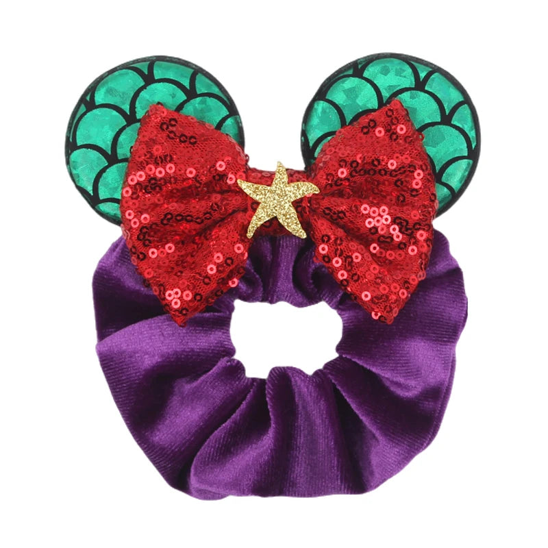 Women Ears Hair Scrunchies Velvet Hairbands For Girls Sequins Bows Headband Women Tri lifestyle view