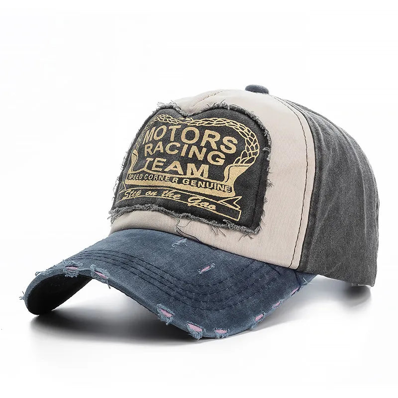 Washed Cotton Damage Finish Baseball Cap | Unisex Adjustable Snapback Hat for Vinta additional angle