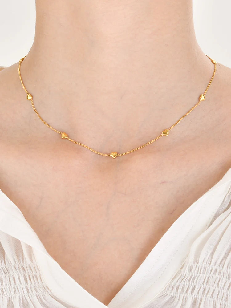 Layered Heart Pendant Necklace | Stainless Steel Minimalist Jewelry for Women lifestyle view