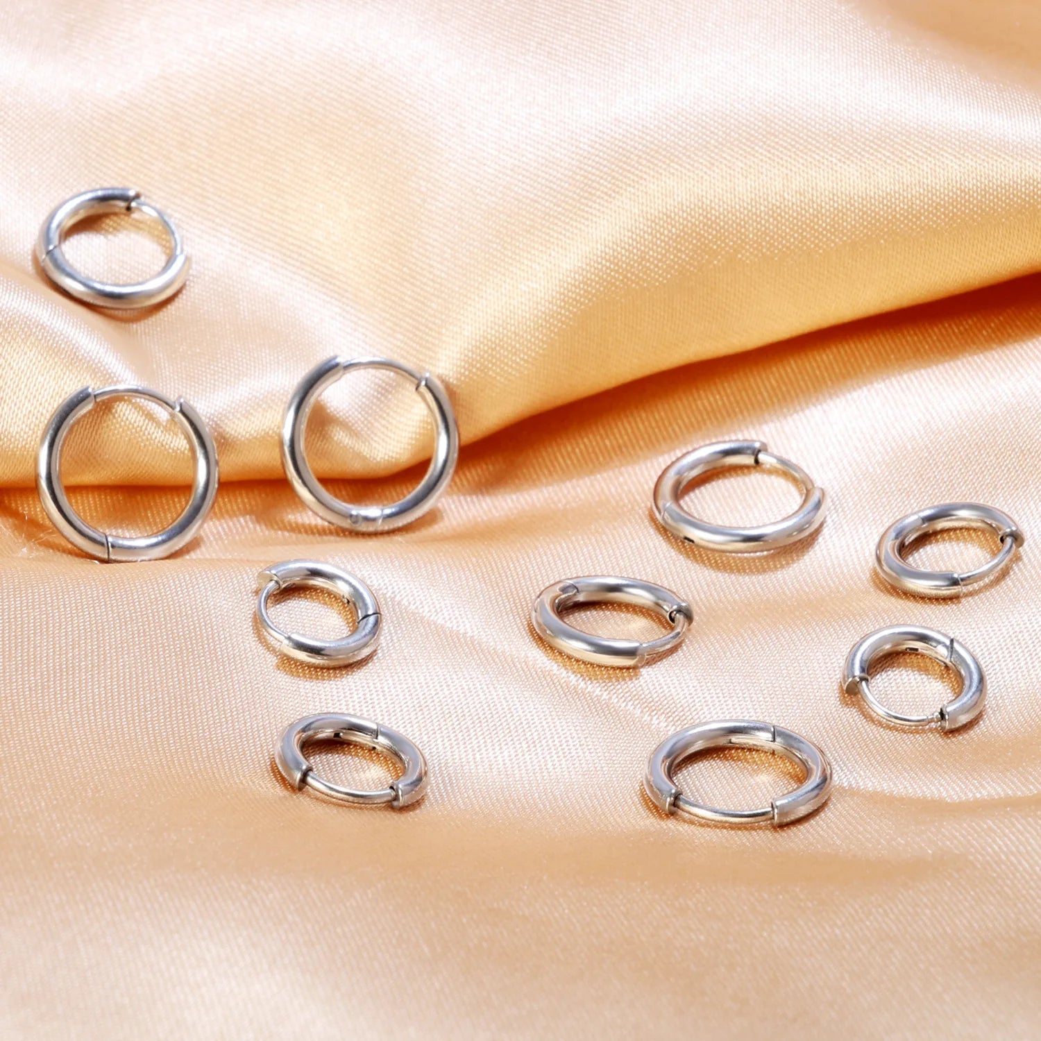 Small Hypoallergenic Hoop Earrings for Sensitive Ears | Stainless Steel Huggie Earrings detail view