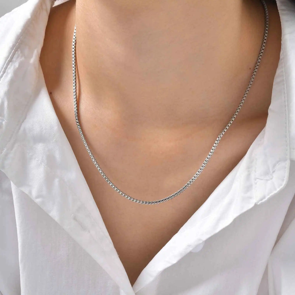 Stainless Steel Box Chain Necklace for Women | Hip Hop Fashion Jewelry Gift detail view