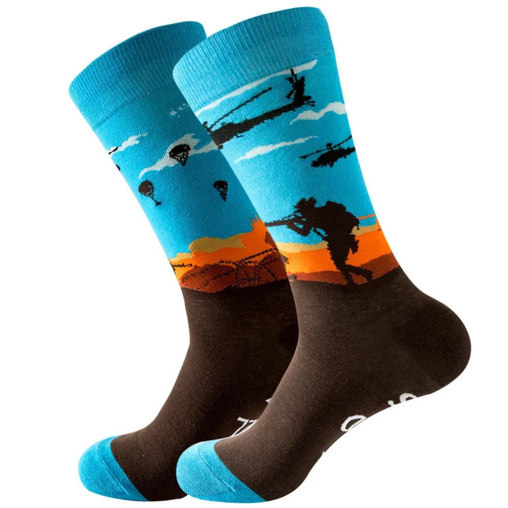 Sock Combed Cotton Funny Men's Big Size Crew Harajuku Hip Hop Thick Long Socks