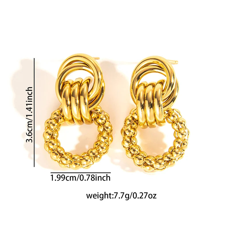 316L Stainless Steel Hoop Earrings for Men Women | Geometric Drop Earrings lifestyle view