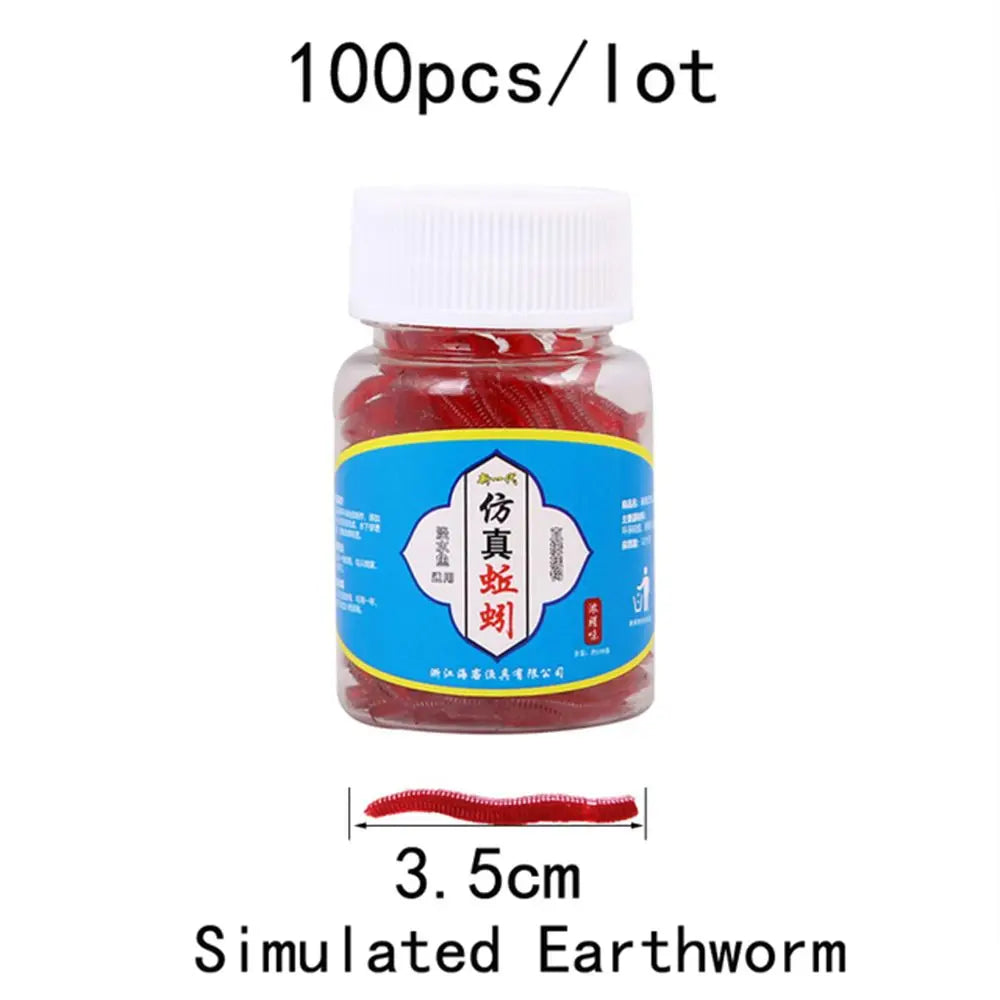 100pcs/Bottle Realistic Tackle Soft Lure Bass Bream Bloodworm Fishing Lure Earthworm alternate view